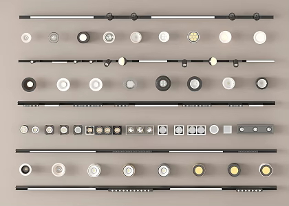 Modern downlight spotlight magnetic attraction track lamp embedded downlight adjustable angle spotlight grille lamp steering type 3d model