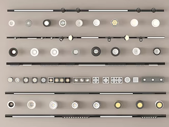Modern downlight spotlight magnetic attraction track lamp embedded downlight adjustable angle spotlight grille lamp steering type 3d model