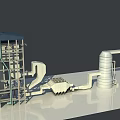 Industrial Plant Equipment With Processing Tower Pipes Storage Tank And Chimney