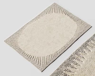 Square Beige Carpet With Radiant Textured Edge And Soft Surface For Home Decor 3d model