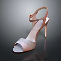 Elegant Rose Gold Open Toe Stiletto Heels With Ankle Strap And Smooth Satin Finish