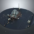 Military Tank 3D Model with Battlefield Obstacles and Rail Tracks