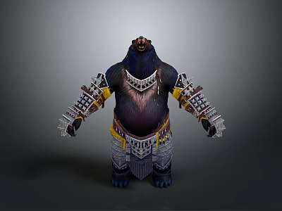 Decorative Bear Shaped Home Ornament With Intricate Armored Patterns And Details 3d model