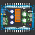 Electronic Equipment Module With White Heat Sink Green Components And Blue Base