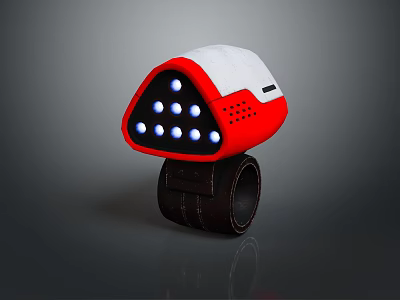 Game Movie Character Red White Design With Blue Glowing Dots And Black Strap Base 3d model