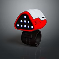 Game Movie Character Red White Design With Blue Glowing Dots And Black Strap Base