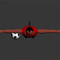 3D Human Character Wearing Red Shirt Blue Shorts with Outstretched Arms and Soccer Ball
