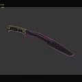Tactical Weapon Knife With Curved Metal Blade And Dark Handle Design