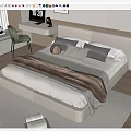 Modern Double Bed With White Headboard Soft Pillows And Brown Blanket In Bedroom