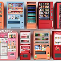 Assorted Colored Vending Machines Featuring Coca Cola Drinks And Snacks
