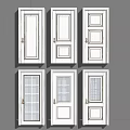 White Swing Doors With Various Designs Including Glass Panels And Solid Panels