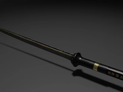 Traditional Japanese Samurai Katana With Sharp Blade And Gold Decorated Handle 3d model