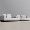 Light Colored L Shaped Lazy Sofa With Multiple Cushions On Light Wooden Floor 3d model