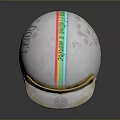 Vintage White Helmet With Colorful Stripes And Worn Details For Daily Use