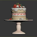 Delicious Two Layer Cake With Fresh Strawberries And Cream On Pink Stand