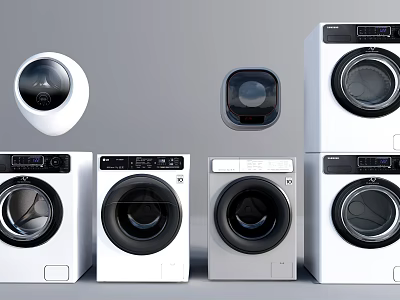 Modern Washing Machines With Various Styles Designs And Colors For Home Use 3d model