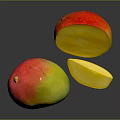 Fresh Ripe Mango With Whole Fruit Sliced Pieces Yellow Flesh Red Yellow Green Skin