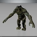 3D Green Ogre Monster Character With Muscular Limbs And Glowing Arms