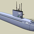 Gray Military Submarine 3D Model With Conning Tower And Yellow Tail Section