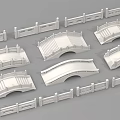 White Landscape Bridge Models Featuring Various Designs And Decorative Railings