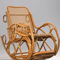 Natural Rattan Rocking Chair With Woven Backrest And Curved Armrests Design