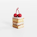 Homemade Soft Layered Cake With Sweet Cherry Topping And Creamy Layers