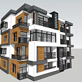 Modern Multi Storey Single Family Villa With Wood And White Exterior Balconies And Large Windows