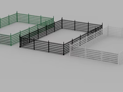 Assorted Color Fence Designs Featuring Green Black And White Lattice Patterns 3d model