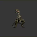 Realistic Dinosaur Figure with Open Mouth Red Eyes and Detailed Skin Texture in Standing Posture