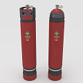 Two Red Oxygen Cylinders With Green Logo As Medical Equipment