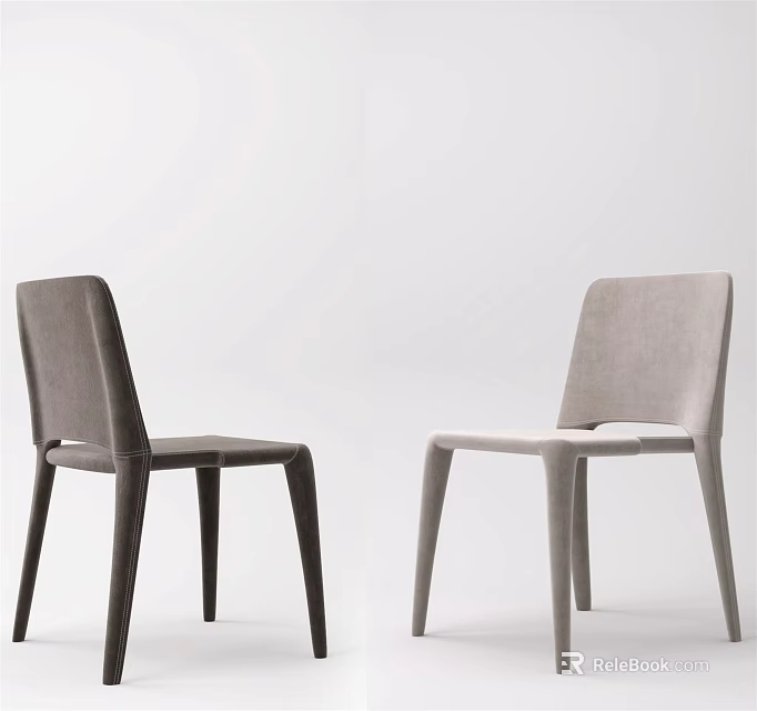 Modern Minimalist Dining Chairs With Upholstered Seat Back Sleek Legs In Dark Brown Light Gray 3d model 