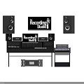 High Quality Audio Speakers In Recording Studio With Mixing Console And Equipment
