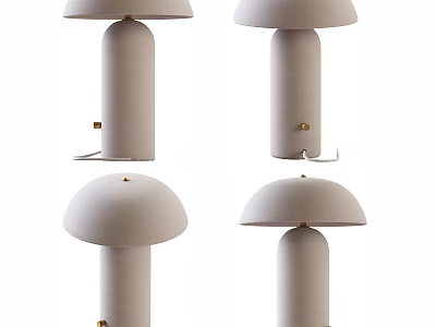 Modern Minimalist White Table Lamp with Round Dome Shade and Cylindrical Base Set of Four 3d model