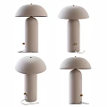 Modern Minimalist White Table Lamp with Round Dome Shade and Cylindrical Base Set of Four