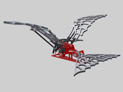 Red And Gray Mechanical Device With Lattice Structure And Metal Frame Design 3d model