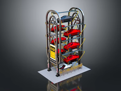 Sturdy Metal Multi Tier Storage Furniture With Safety Rails And Yellow Accents 3d model