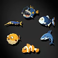 Playful Marine Life Wall Decor With Colorful Cartoon Fish Designs And Artistic Details