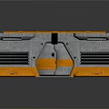 Futuristic Modular Tech Structure With Metal Panels Yellow Supports And Sliding Doors