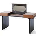 Modern Dressing Table With Oval Mirror And Leather Seats Design 3d model