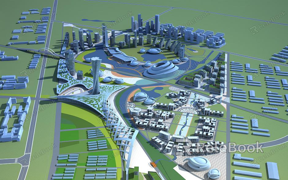 Modern Aerial View Entrepreneurial Park Planning model