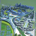 Aerial Urban Planning Design With Modern Buildings Green Spaces And Water Features
