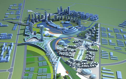 Modern Aerial View Entrepreneurial Park Planning 3d model