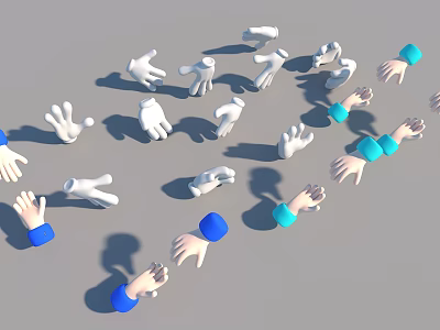 Game Movie Character Hand Arm Models White Blue Light Blue Scattered Gray Background 3d model