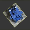 Blue Tank Model With Detailed Design On Checkered Mat Surface 3d model
