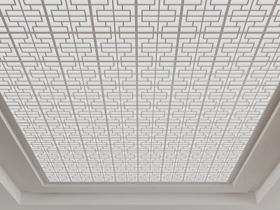 Modern White Ceiling Design With Decorative Intricate Geometric Grid Patterns 3d model