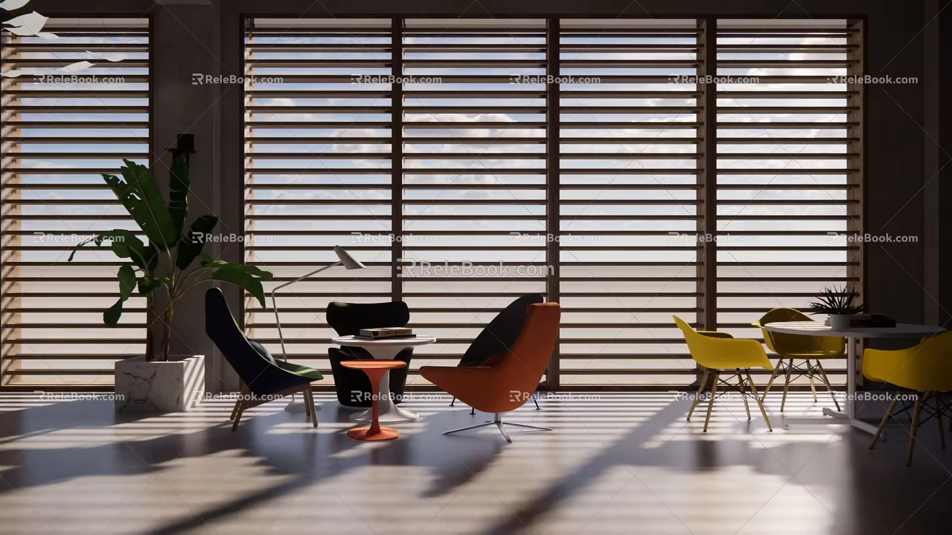 modern library 3d model