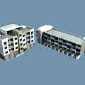 Modern School Buildings With Multi Story Design Classroom Windows And Long Corridor Structure 3d model