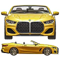 Luxury Yellow Convertible Sports Car With Black Soft Top Brown Seats Alloy Wheels
