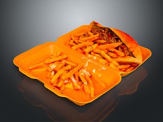 Fried Fries Fast Food Realistic 3d model