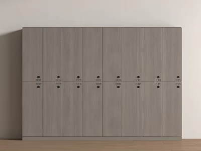 Modern Light Gray Wardrobe With Panel Doors And Black Handles In Minimalist Design 3d model